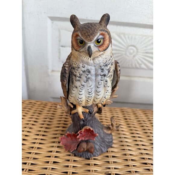 Vintage 70's Lenox Bisque Porcelain Great Horned Owl Figurine 8" - Picture 1 of 12